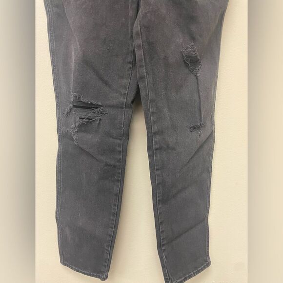 Old Navy Black Straight Fit Overalls with distressed detailing on knees size 6 - Picture 4 of 9